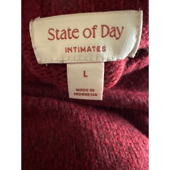 State of Day Women's Size Large Maraschino Red Fleece Pajama Set  Lounge - Picture 7 of 8